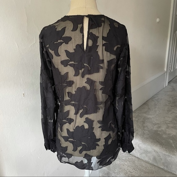 L’Agence Silk Blend Burnout Long Sleeve Blouse - Picture 3 of 10